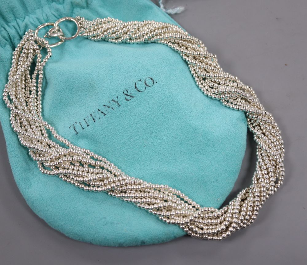 A modern Tiffany & Co 925 torsade necklace, 40cm, 71.1 grams, with Tiffany & Co pouch.